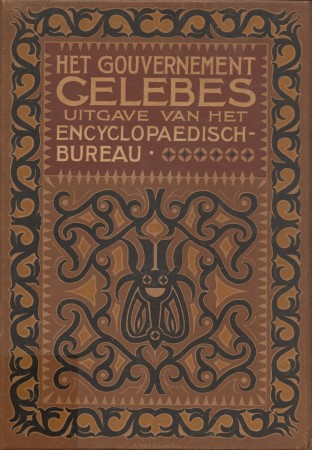 First  cover of 'HET GOUVERNEMENT CELEBES, PROEVE EENER MONOGRAPHIE. GEOGRAPHISCHE BESCHRIJVING. 2 Vols.'