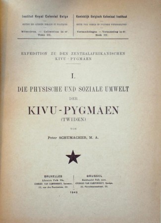 First  cover of 'EXPEDITION ZU DEN ZENTRALAFRIKANISCHEN KIVU-PYGM&AumlEN. (I. DIE PHYSISCHE UND SOZIALE UMWELT DER KIVU-PYGM&AumlEN; (TWIDEN)).'