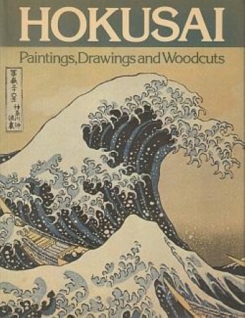First  cover of 'HOKUSAI. PAINTINGS - DRAWINGS AND WOODCUTS.'