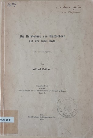 First  cover of 'DIE HERSTELLUNG VON IKATTÜCHERN AUF DER INSEL ROTE.'