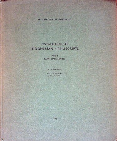 First  cover of 'CATALOGUE OF INDONESIAN MANUSCRIPTS. PART 1. BATAK MANUSCRIPTS.'
