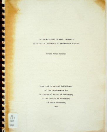 First  cover of 'THE ARCHITECTURE OF NIAS, INDONESIA WITH SPECIAL REFERENCE TO BAWÖMATALUO VILLAGE.'