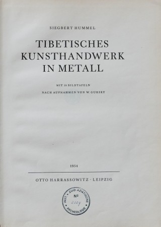 First  cover of 'TIBETISCHES KUNSTHANDWERK IN METALL.'