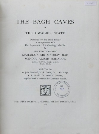 First  cover of 'THE BAGH CAVES IN THE GWALIOR STATE.'