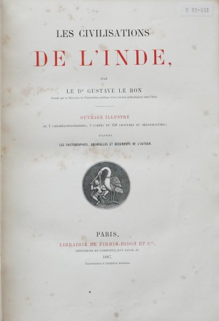 First  cover of 'LES CIVILASATIONS DE L'INDE.'