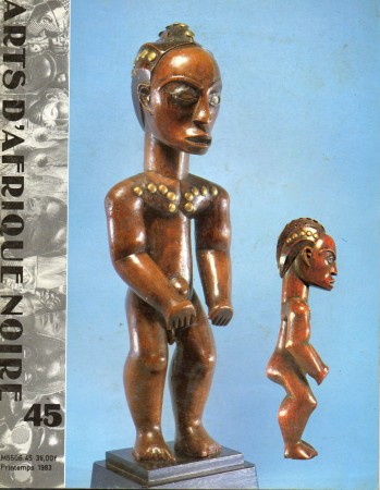 First  cover of 'ARTS D'AFRIQUE NOIRE. NO. 45 PRINTEMPS (1983). [MAGAZINE]. TEXT: FRENCH.'