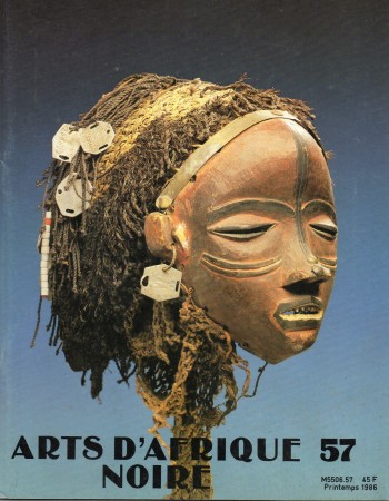 First  cover of 'ARTS D'AFRIQUE NOIRE. NO. 57 PRINTEMPS (1986). [MAGAZINE]. TEXT: FRENCH.'