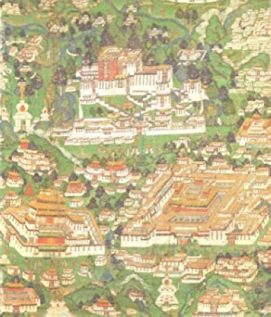 First  cover of 'DIMORE UMANE, SANTUARI DIVINI. ORIGINI, SVILUPPO E DIFFUSIONE DELL'ARCHITETTURA TIBETANA.'