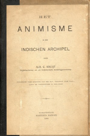 First  cover of 'HET ANIMISME IN DEN INDISCHEN ARCHIPEL.'