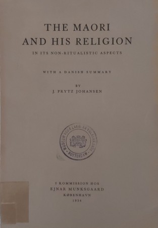 First  cover of 'THE MAORI AND HIS RELIGION IN ITS NON-RITUALISTIC ASPECTS.'