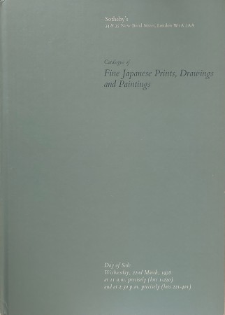 First  cover of 'CATALOGUE OF FINE JAPANESE PRINTS, DRAWINGS AND PAINTINGS THE PROPERTY OF A GENTLEMAN WHICH WILL BE SOLD BY AUCTION BY SOTHEBY PARKE BERNET & CO.'