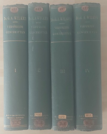 First  cover of 'DE VERSPREIDE GESCHRIFTEN VAN PROF. DR. G.A. WILKEN. 4 Volumes. Complete set.'