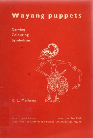 First  cover of 'WAYANG PUPPETS. CARVING, COLOURING, SYMBOLISM.'